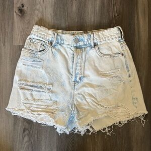 PacSun high rise icon short Light Wash Distressed Denim Shorts